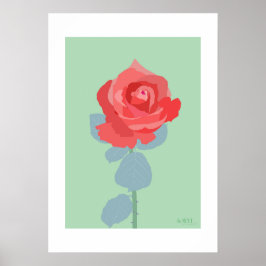 POP Botanical Art - Red Rose ポスター