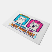 Pop Cat Knock Knock Funny Doormat ドアマット (アングル)