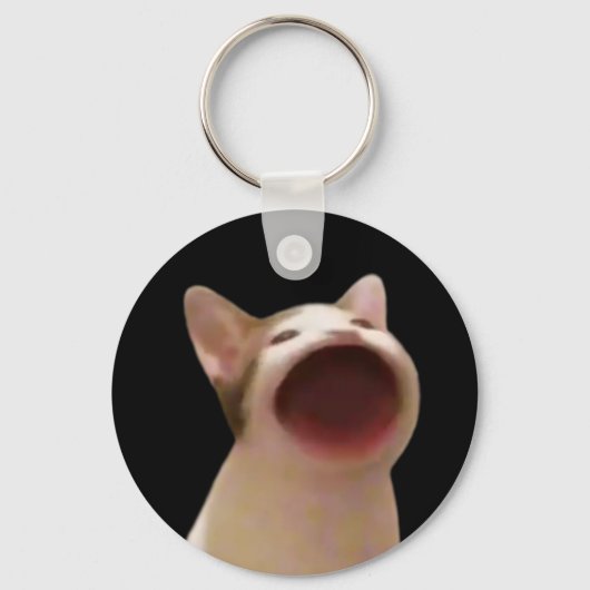 Pop Cat Meme Double Sided Keychain キーホルダー (正面)