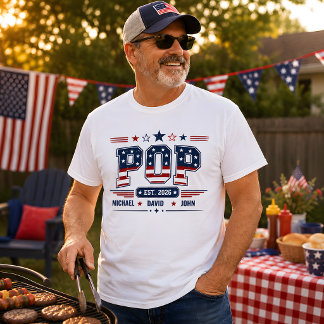 Pop Est 2026 USA愛国フラグカスタムキッズネーム Tシャツ