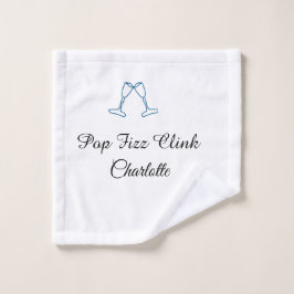 Pop fizz clink blue champagne bottle new year ウォッシュタオル