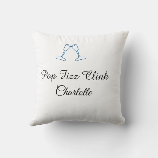 Pop fizz clink blue champagne bottle new year クッション (裏面)
