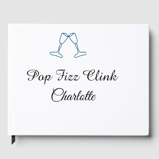 Pop fizz clink blue champagne bottle new year ゲストブック (正面)