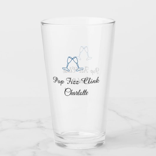 Pop fizz clink blue champagne bottle new year タンブラーグラス (正面)