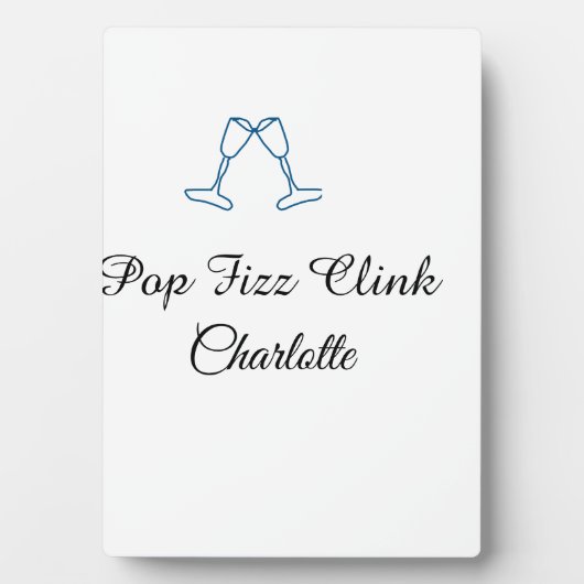 Pop fizz clink blue champagne bottle new year フォトプラーク (正面)