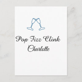 Pop fizz clink blue champagne bottle new year ポストカード