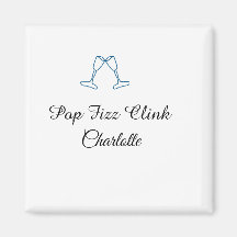 Pop fizz clink blue champagne bottle new year