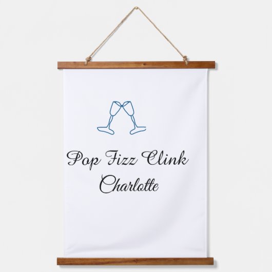 Pop fizz clink blue champagne bottle new year 吊り下げ型タペストリー (正面)