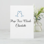 Pop fizz clink blue champagne bottle new year 招待状 (スタンド正面)