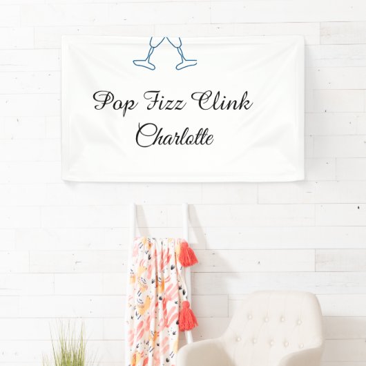 Pop fizz clink blue champagne bottle new year 横断幕 (インサイチュ)