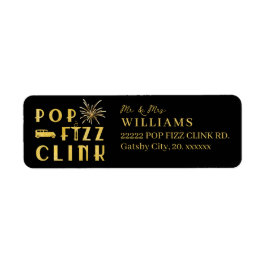 Pop Fizz Clink Gold Typograpy Modern New Years Eve ラベル