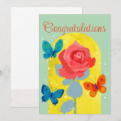 POP flower card -red rose-  招待状 (正面/裏面)