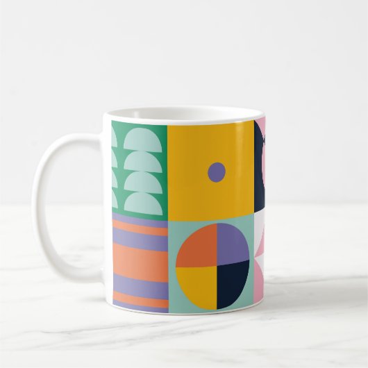 Pop Geometry Retro Mug – Colourful Mid-Century コーヒーマグカップ (左)