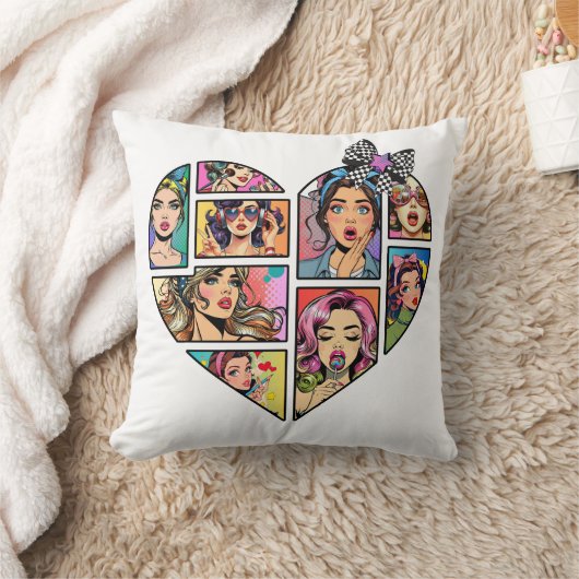 Pop Heart Collage of Iconic Women クッション (ブランケット)