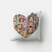 Pop Heart Collage of Iconic Women クッション (正面)