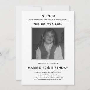 Pop History 写真の誕生日パーティー 招待状