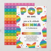 Pop it Invitation for Birthday Party Fidget Toy  招待状 (正面/裏面)
