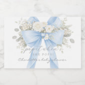 Pop it when she pops Blue Bow Floral Baby shower スパークリングワインラベル (シングルラベル)