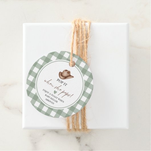 Pop it when she Pops Green Gingham Cowboy  フェイバータグ (インサイチュ)