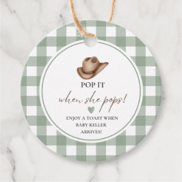 Pop it when she Pops Green Gingham Cowboy  フェイバータグ