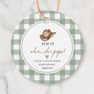 Pop it when she Pops Green Gingham Cowboy  フェイバータグ