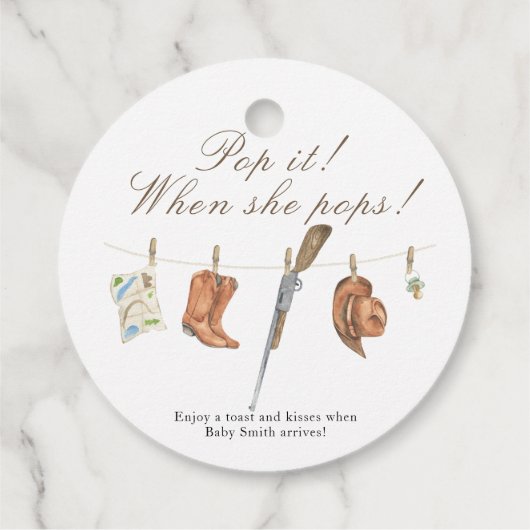 Pop it when she pops! - Hunter Baby shower フェイバータグ (裏面)
