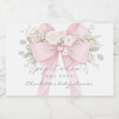 Pop it When She pops Pink Eucalyptus Bow スパークリングワインラベル (シングルラベル)