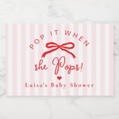 Pop it when she pops  Red Bow Whimsical Love スパークリングワインラベル (シングルラベル)