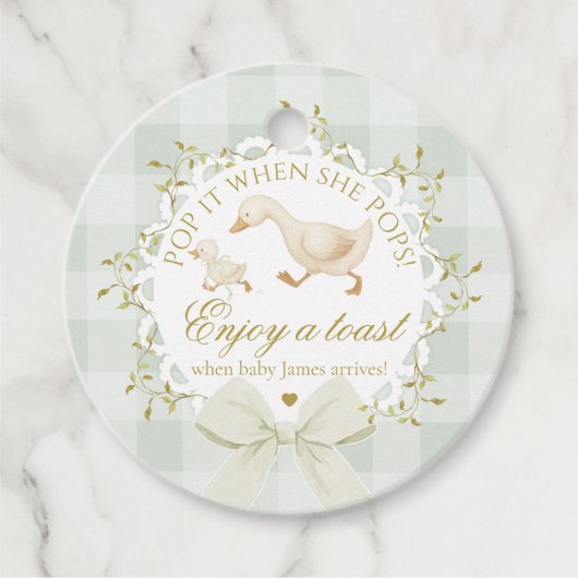 Pop it when she Pops Silly Goose Sage Baby shower フェイバータグ (正面)