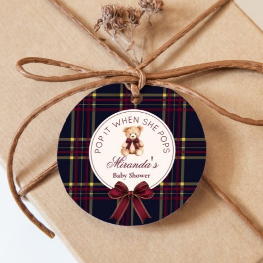 Pop it when she pops Teddy Bear Red Bow フェイバータグ