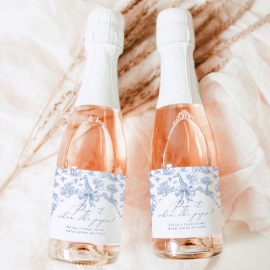 Pop it when she pops Toile Safari animals スパークリングワインラベル