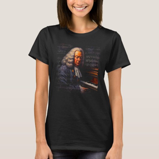 Pop Johann Sebastian Bach Music Piano Pianist Tシャツ (正面)