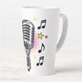 Pop microphone with colorful stars and music notes カフェラテマグ (右アングル)