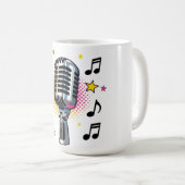 Pop microphone with colorful stars and music notes コーヒーマグカップ (正面右)