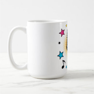 Pop microphone with colorful stars and music notes コーヒーマグカップ