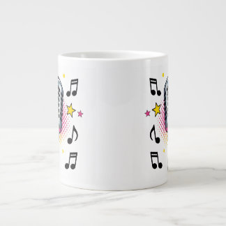 Pop microphone with colorful stars and music notes ジャンボコーヒーマグカップ