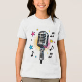 Pop microphone with colorful stars and music notes トライブレンドTシャツ (正面)