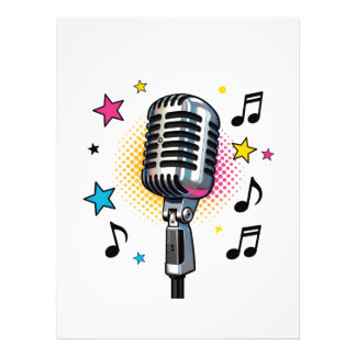 Pop microphone with colorful stars and music notes フォトプリント           