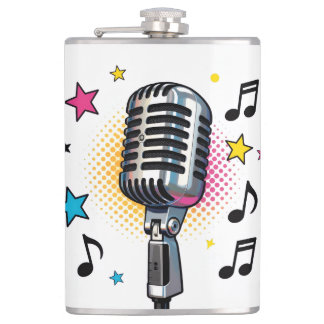 Pop microphone with colorful stars and music notes フラスク