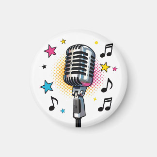 Pop microphone with colorful stars and music notes マグネット