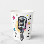 Pop microphone with colorful stars and music notes 紙コップ (裏面)