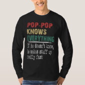 Pop Pop Knows Everything  Christmas Grandpa Tシャツ (正面)