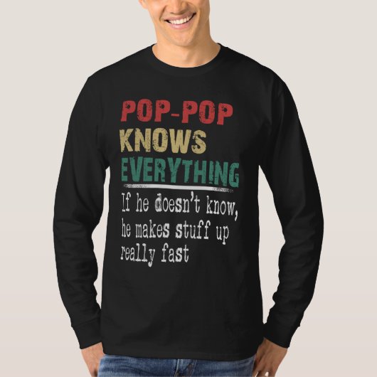Pop Pop Knows Everything  Christmas Grandpa Tシャツ (正面)