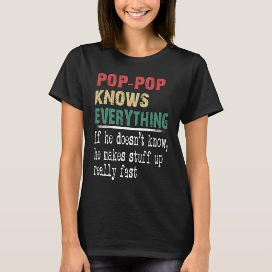 Pop Pop Knows Everything  Christmas Grandpa Tシャツ (正面)