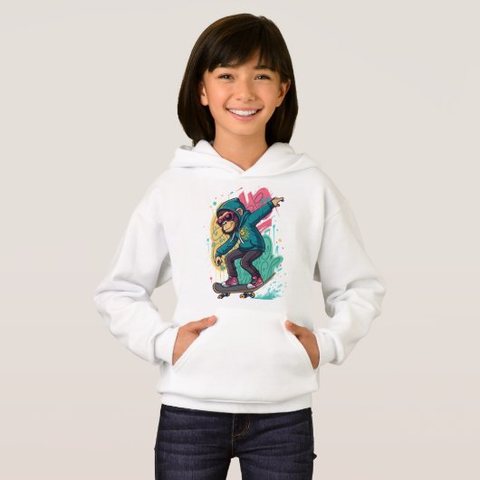 Pop Skate Monkey Kids T-Shirt Design  Cool Cartoon (正面フル)