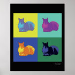 Pop Squirrel Poster ポスター<br><div class="desc">A picture of a squirrel photomanipulated in a pop art style in blue,  green,  yellow,  orange,  turquoise,  and purple against a black background on a poster</div>