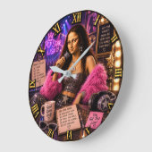 Pop Star Funny Mona Lisa Music Lover Gift ラージ壁時計 (傾斜)
