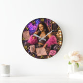 Pop Star Funny Mona Lisa Music Lover Gift ラージ壁時計 (ホーム)