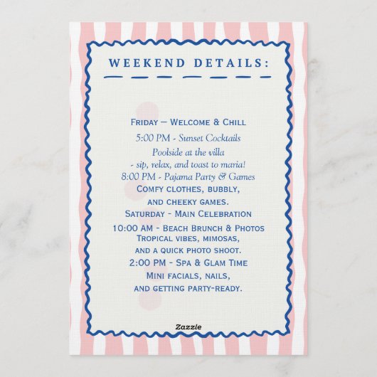 Pop the Bubbly – Bachelorette Weekend Celebration 招待状 (裏面)