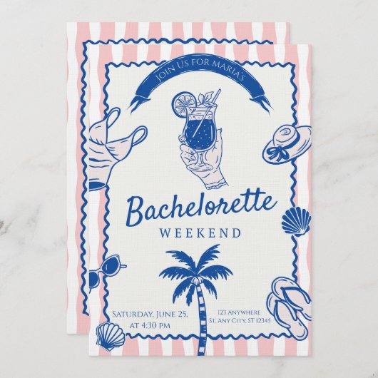 Pop the Bubbly – Bachelorette Weekend Celebration 招待状 (正面/裏面)